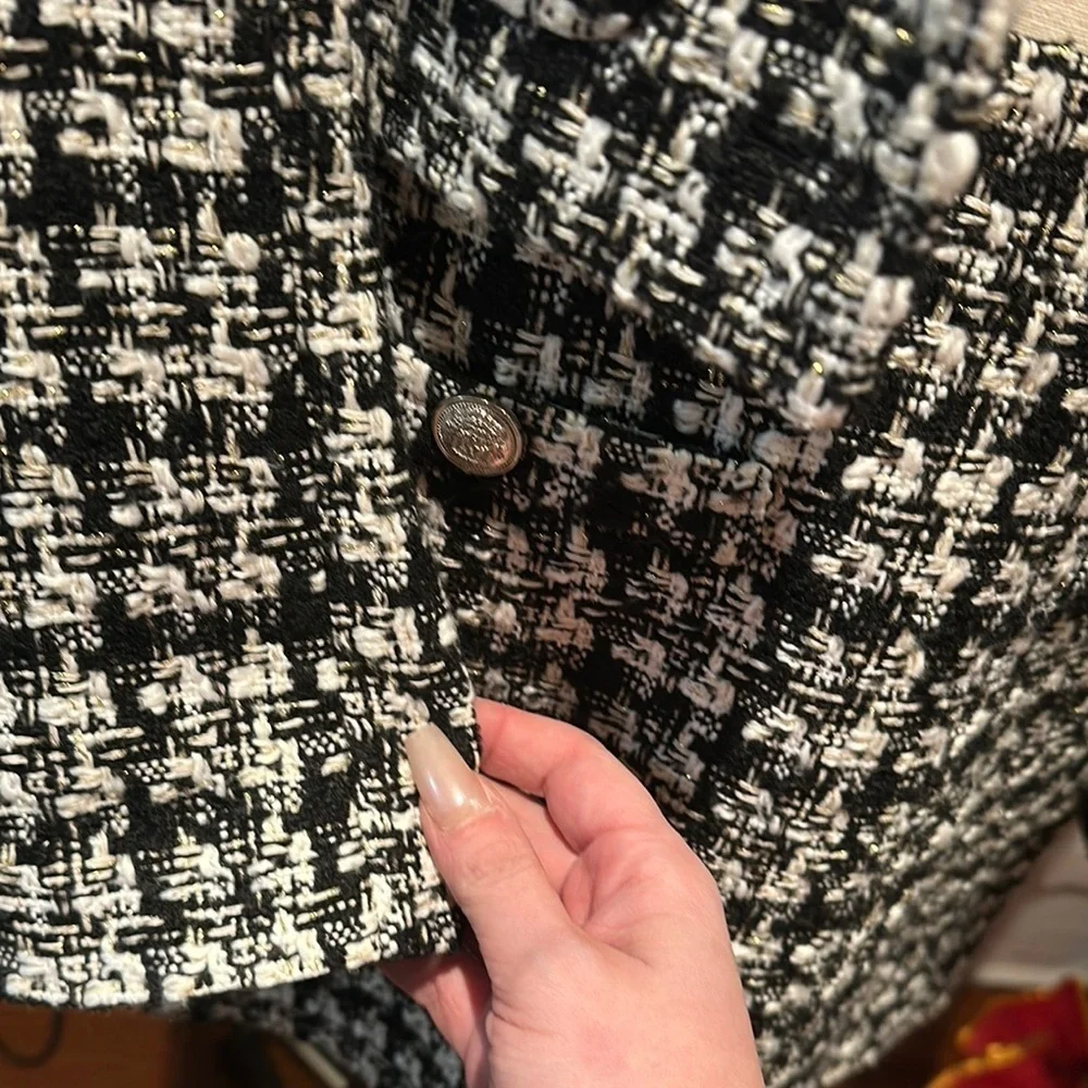 Black and White Houndstooth Women's Jacket